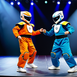 Tobot Live Event**

"A vibrant and colorful scene depicting a Tobot live event in Poland. Children, fully clothed in appropriate attire, are enthusiastically participating in a dance performance alongside Tobot characters. The background features a well-designed stage with realistic-looking Tobot costumes. The atmosphere is family-friendly and energetic. Safe for work, appropriate content, professional photography, perfect anatomy, natural proportions, modest clothing, well-formed hands, proper finger count."

**