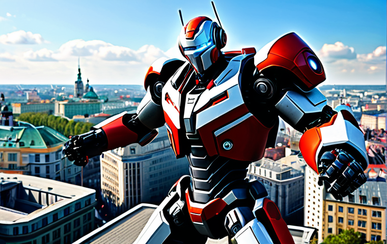 **
A dynamic scene of a fully clothed Tobot transforming with a vibrant, futuristic power-up. The Tobot is in mid-transformation, showcasing advanced weaponry and enhanced armor. Background: A bustling, modern cityscape in Warsaw, Poland, during the day. The style should be realistic with high detail, emphasizing the mechanical complexity and dynamic action. Safe for work, appropriate content, fully clothed, professional, perfect anatomy, correct proportions, natural pose, well-formed hands, proper finger count, natural body proportions.
**